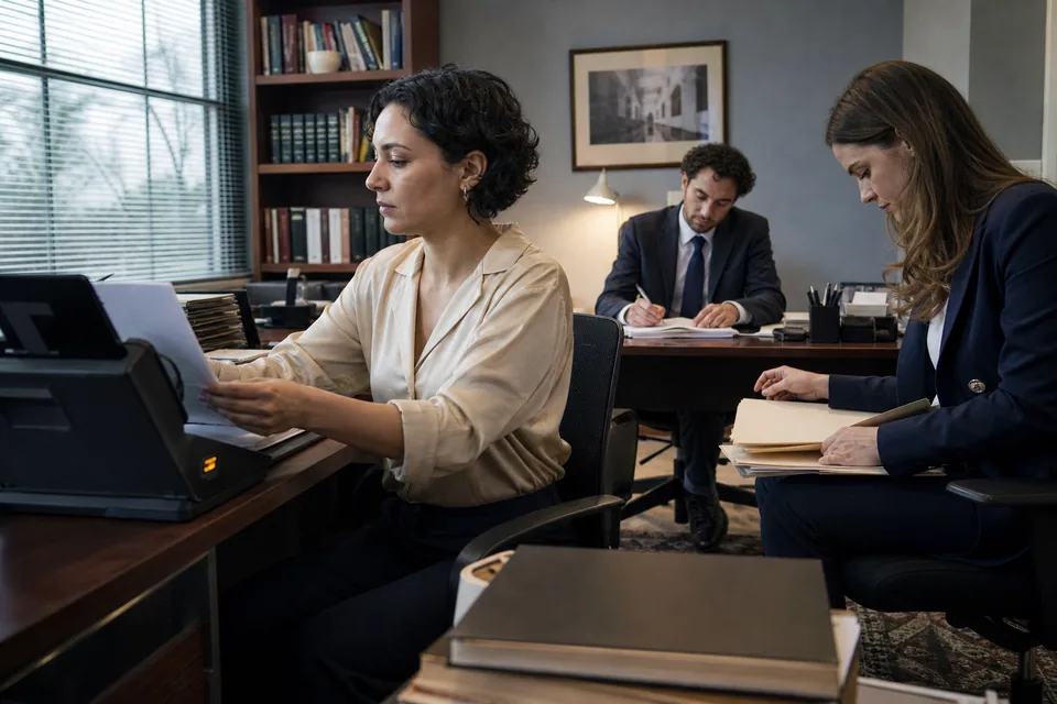 Small firm team scanning and sorting documents during onboarding
